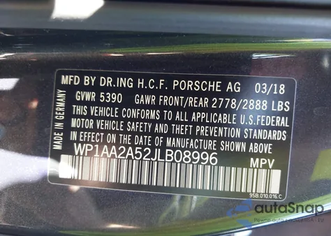 2018 Porsche Macan z USA, uszkodzony, nr VIN WP1AA2A52JLB08996